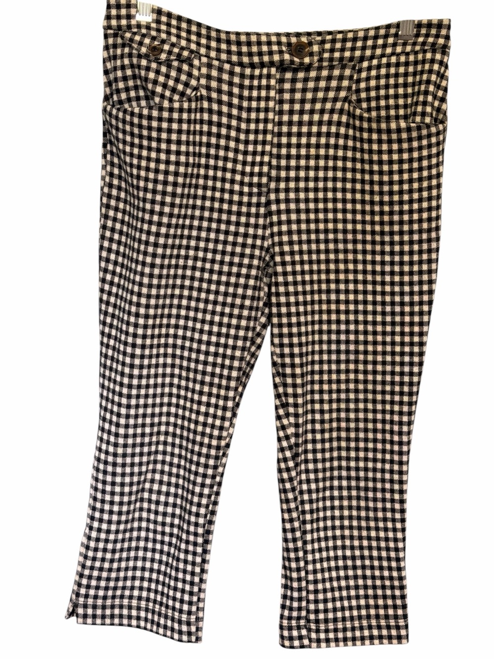 Anthropologie Black and White Gingham cropped Pants size 2